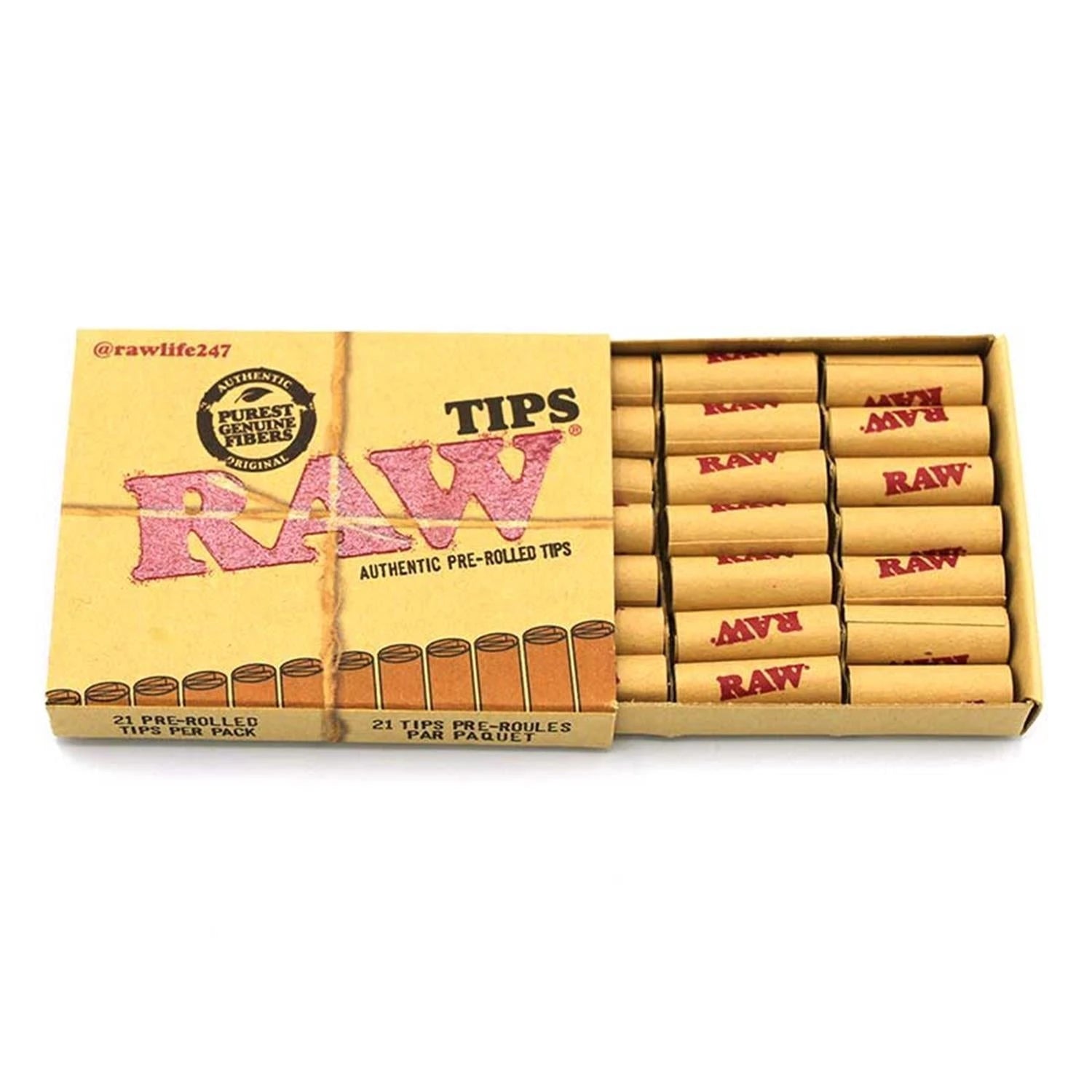 RAW PreRolled Tips - 21 vorgerollte Filter Tips - 20er Dispay RAW